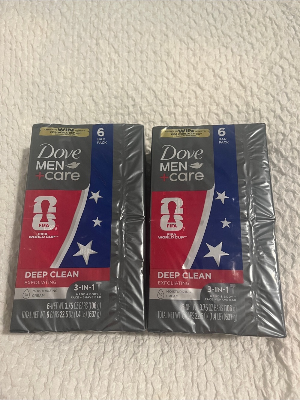 NWT Dove Men Exfoliating Face and Body Soap 6 Pack